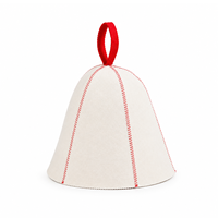 Chapeau de sauna en feutre de laine, forme cloche, avec boucle de suspension en feutre, logo personnalisé brodé, chapeau de banya russe pour spa et sauna