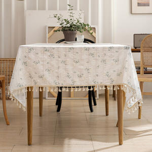Daisy <b>Tablecloth</b> Rectangle Printed Plants And Flowers Cotton Trim Washable Home Use - Product Image 2