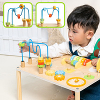 Nouvelle Table d'Activités Multifonctionnelle en Bois pour Enfants, avec Panneau de Perles, Horloge et Engrenages, pour l'Éveil et l'Éducation Précoce (3-6 ans)