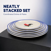 Ensemble d'assiettes en mélamine écologiques avec motif coq, en stock