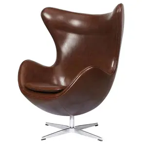 Living room furniture aviation egg type swivel accent chair with aluminium base home office wabi-saibi style