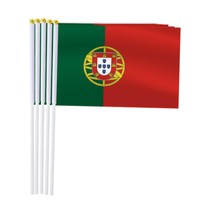 Drapeau de la Pologne en polyester de haute qualité, 14*21cm, vente en gros d'usine, drapeau portugais à agiter à la main pour l'extérieur