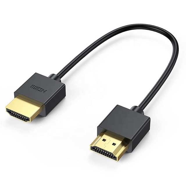 Black Ultra Slim PVC HDMI 2.0 Cable Gold Plated Connector 4K 60Hz 1080P Male to Male Short Cord Multiple Lengths for HD Video