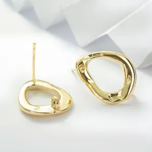 Brass Cubic Zirconia Bài Stud Earrings 18K Vàng CZ Earring Phát Hiện Ear Piercing Phích Với Vòng Đối Với Phụ Nữ Cô Gái Dangle Bông Tai