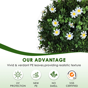 Arbre artificiel en buis <span class=keywords><strong>avec</strong></span> fleurs blanches, bandes de topiaire, piquets de sol, arbustes artificiels, idéal pour la décoration de jardin - Product Image 3