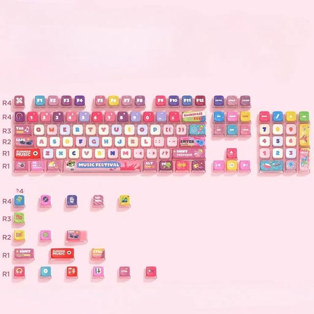Pink Atmosphere Keycaps Four Sided Shine Through ASA Profile Customized Colorful Series PBT+PC DYE-SUB Material 120keys