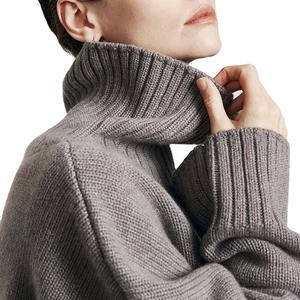 Кашемировый свитер с высоким воротом для женщин, из чистого кашемира, облегающий, больших размеров, для осени и зимы - Product Image 2