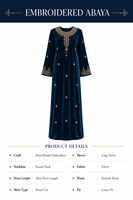 Abaya brodée à col rond, manches longues, en velours, robe de soirée maxi musulmane, robe kaftan luxueuse à perles pour mariage et fête