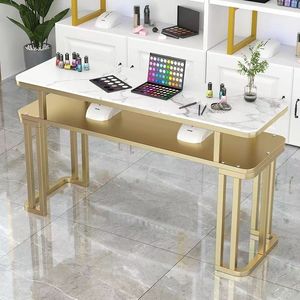 Table de manucure légère et luxueuse, moderne et simple, en pierre, nouvelle table de manucure simple ou double en métal pour salon de manucure - Product Image 2
