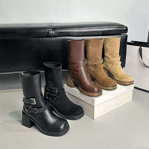 Botas de Mujer de Cuero Genuino, Estilo 2026, Diseño de Lujo, Botas Altas hasta la Rodilla, Antideslizantes para Exteriores - Product Image 1