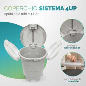 Poubelle à déchets de jardin 50 litres gris clair avec couvercle rotatif pour usage extérieur - Product Image 4