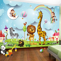 Papier peint photo 3D pour chambre d'enfant, motif lion et girafe, pour garçons et filles, peinture murale personnalisée pour chambre d'enfant
