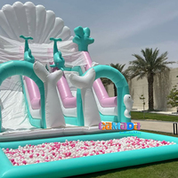 Toboggan aquatique gonflable Undersea World Parties Toboggan Dauphin et hippocampe Trampoline Toboggan Pastel Water Splash Pool