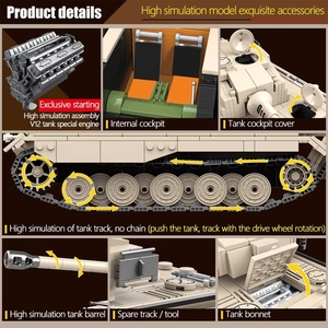 QUANGUAN 100066 WW2 <span class=keywords><strong>King</strong></span> Tank Soldier Weapon DIY Plastic Educational Brick Sets Toys for Children Building Blocks - Product Image 5