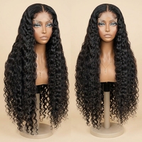 Perruque frontale en dentelle HD complète sans colle 13x6 en gros, cheveux indiens, perruques de cheveux humains vierges à cuticules alignées, ondulées (Water Wave)