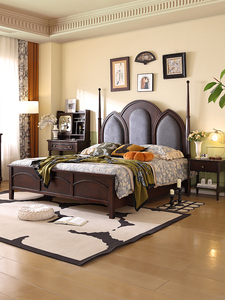 复古风格实木大床卧室主卧家居家具木床 - Product Image 4