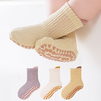 Chaussettes de sol pour enfants de printemps Chaussettes respirantes en coton pour bébé, douces et antidérapantes