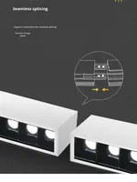 Lumière de bande LED, lustre en aluminium en forme de barre pour hôtel, lumière de grille, à intensité variable, CRI élevé 90