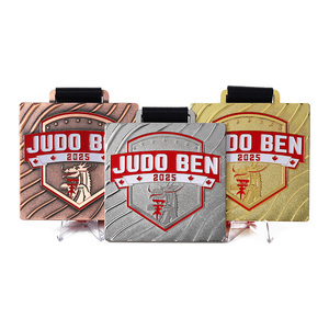 2025 Year Zinc Alloy <strong>Metallic</strong> Medals Karate Dragon Judo Jiu-Jitsu Custom Metal square <strong>Shape</strong> Large Gold Silver Bronze Medals - Product Image 2
