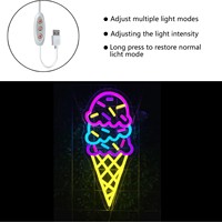 Luminaire suspendu en forme de cornet de crème glacée néon, design épuré et tendance, avec contrôle de luminosité réglable, idéal pour les salons de thé, les diffusions en direct et Noël