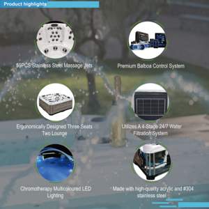 <span class=keywords><strong>Spa</strong></span> extérieur moderne Sunrans US Aristech Acrylic 3 <span class=keywords><strong>places</strong></span>, 2 bacs de relaxation, 59 jets, écologique, facile à installer, système Balboa. - Product Image 2