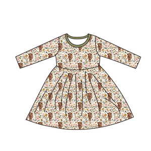 Vendita all'Ingrosso di Fabbrica Vestito a Ruota in Bambù per Bambine Traspirante Morbido con Stampa Floreale <span class=keywords><strong>Abiti</strong></span> per Bambine - Product Image 3