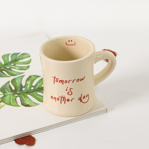 Tazza per la colazione in ceramica per coppie con tazza <span class=keywords><strong>di</strong></span> latte in ceramica color crema carina retrò con Cinching per la vita <span class=keywords><strong>e</strong></span> alto valore estetico - Product Image 3