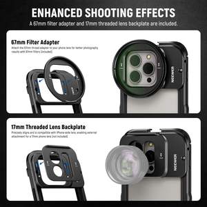 Objectif fileté 17mm stabilisateur de téléphone fond de panier <span class=keywords><strong>NEEWER</strong></span> 15 <span class=keywords><strong>Pro</strong></span> Phone Cage Video Rig avec 67mm Black Diffusion 1/4 Filter - Product Image 3