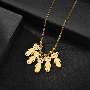 Zhongzhe personnalisé en acier inoxydable garçons filles enfants pendentif collier personnalisé à la main bricolage gravé <span class=keywords><strong>nom</strong></span> famille collier - Product Image 3