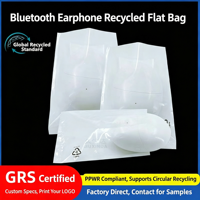 Sac plat recyclé pour emballage d'écouteurs Bluetooth, logo personnalisé, matériau post-consommation, directement de l'usine