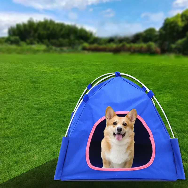 휴대용 애완 동물 캠핑 텐트 개를위한 야외 놀이 텐트 집 고양이 접이식 방수 놀이 장난감 집 작은 동물을위한 텐트 침대