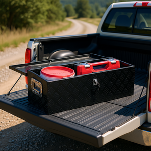 Boîte à outils pour camionnette en aluminium noir, 30x13x9,6 pouces, robuste, étanche, avec serrure à clé, pour pick-up et camping-car - Product Image 2