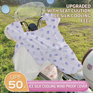 Funda de verano de seda helada para parabrisas de scooter UPF50+ con cojín de asiento, suave, refrescante, aislante del calor, protección UV para bicicleta eléctrica - Product Image 4