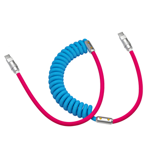 Venta caliente en espiral retráctil de datos Usb Cable de aleación de zinc espiral USB a tipo C Cable de carga móvil - Product Image 4