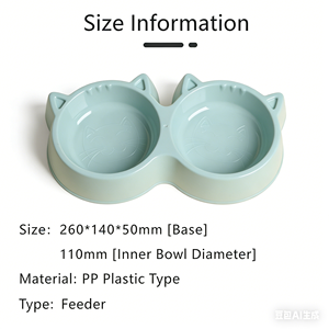 Bols doubles pour animaux de compagnie en forme de <span class=keywords><strong>chat</strong></span> mignon, en plastique facile à nettoyer pour chiens et chats - Product Image 3