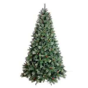 优质聚氯乙烯聚乙烯混合松针树圣诞装饰树户外人工防火树红果松果