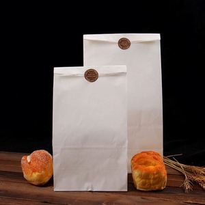 Sacs en papier kraft personnalisés, imprimés, recyclés, blancs, pour la restauration à emporter, sans poignées, avec votre propre logo - Product Image 3