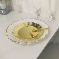 13 "blanc et or jante fleur forme chargeurs plaque blanc tournesol plastique chargeur assiettes fête mariage décoration assiettes