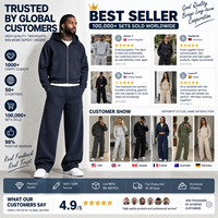 Ensemble de survêtement personnalisé pour homme, coupe oversize, en molleton épais, avec sweat à capuche zippé et pantalon de survêtement large, fabricant OEM ODM de streetwear
