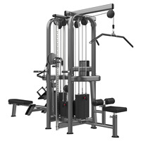 Station de musculation commerciale 4 postes, équipement de fitness multifonctionnel Jungle avec Lat Pulldown/Rameur/Entraînement par câble