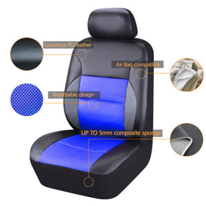 Universal Artificial Leather PU PVC 5-seat Car Circular Arc Sandwich Stitching <strong>Half</strong> Leather Seat Car <strong>Chair</strong> <strong>Cover</strong> - Product Image 4