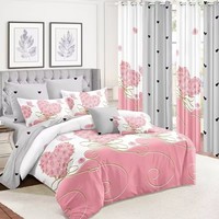 Nouveau design du fournisseur vérifié, ensemble de draps de lit à fleurs imprimées en 3D, rideau à œillets, rideau et drap de maison, technique de tissage