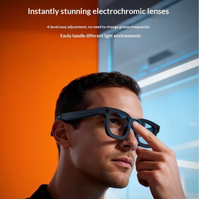 New AI Smart Glasses 800W Camera E02C Electrochromic Translation Photo Recognition for CN
