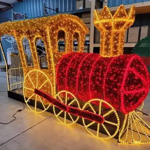 RayTop Creative Christmas Sculpture Event Party Use 3d Outdoor Lighted Christmas Train