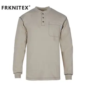 FRKNITEX-camisas de trabajo NFPA 2112, camisas de manga larga con botones resistentes a las llamas