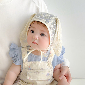 Cappello da Sole per <span class=keywords><strong>Neonata</strong></span> Stile Principessa Coreano con Stampa Animalier, Traspirante, Antivento, in Poliestere/Cotone, Protezione Orecchie, con Laccetti, per l'Estate - Product Image 1