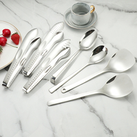 Ensemble d'ustensiles de service pour buffet en acier inoxydable 8 pièces, pinces à nourriture, cuillères, cuillère à riz, outils de cuisine pour la restauration à domicile