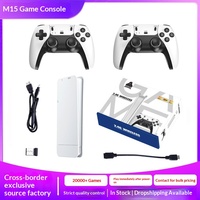 Console de jeu portable M15 transfrontalière à double manette, mini console portable sans fil 2.4G pour TV, utilisation domestique, 64 Go, jeux d'arcade HD, double contrôleur