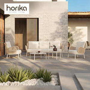 Foshan di lusso all'aperto tavolo da pranzo Set con struttura in alluminio corda tessuto moderno Patio giardino tavolo da pranzo e sedia Set - Product Image 2