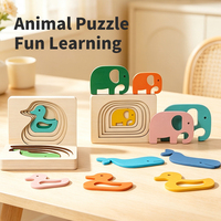 Juguetes Educativos de Aprendizaje, Regalos para Niños y Niñas de 3+ Años, Rompecabezas para Niños Preescolares, Rompecabezas de Madera Multicapa de Animales